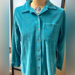 LL Bean Wide Wale Corduroy Button Up Shirt XS-Teal